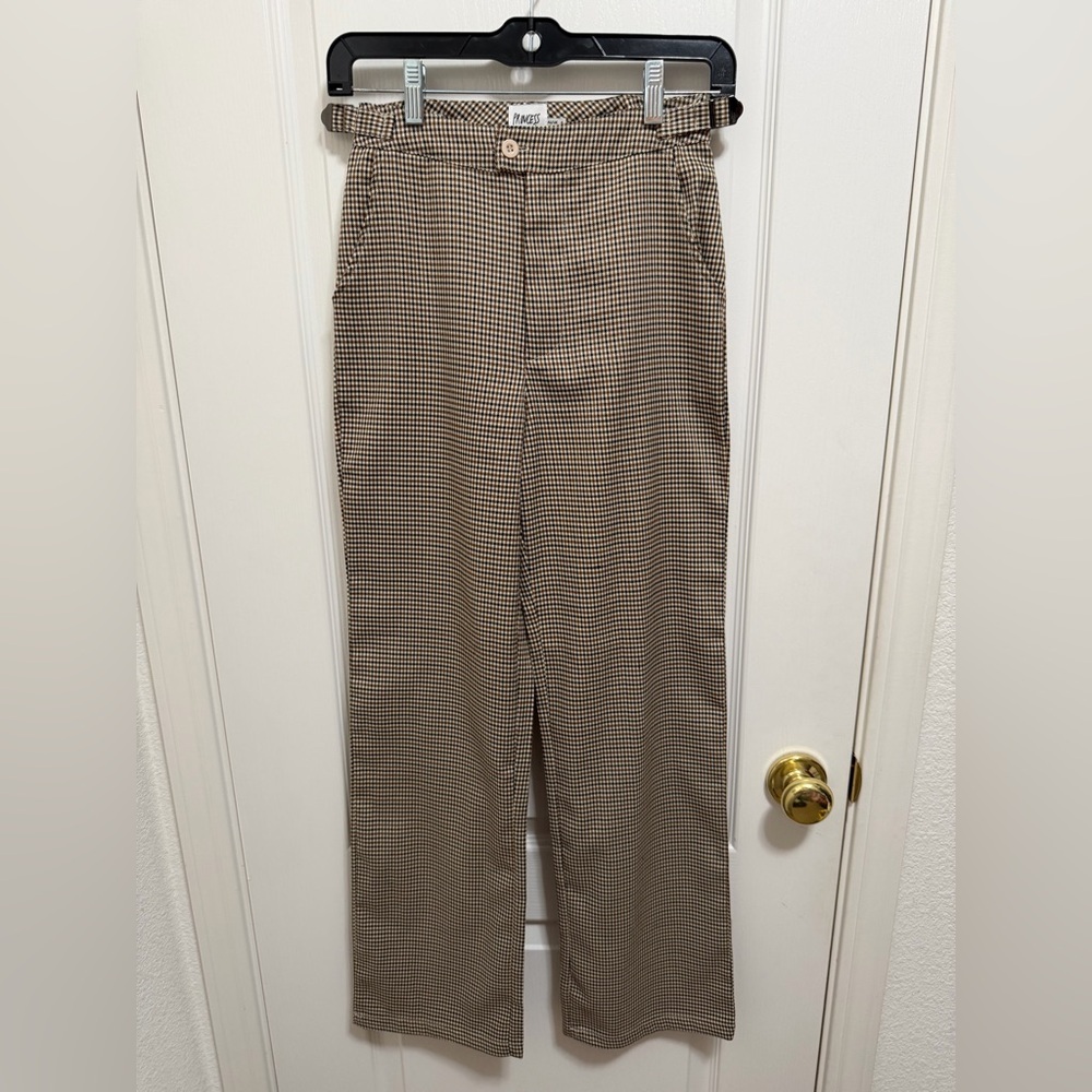 Princess Polly Houndstooth Chinos - Brown and Black
